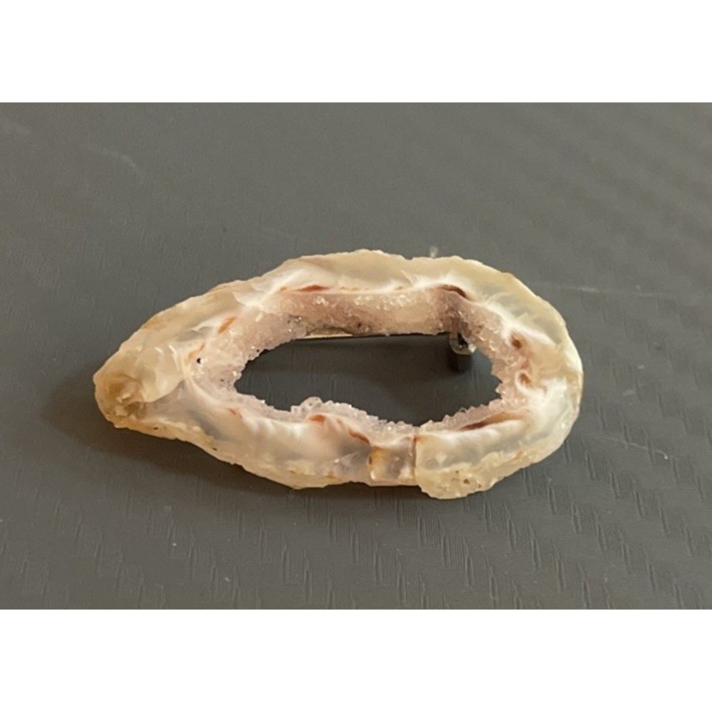 Druzy Brazilian Agate Healing Stone Silvertone Brooch Pin